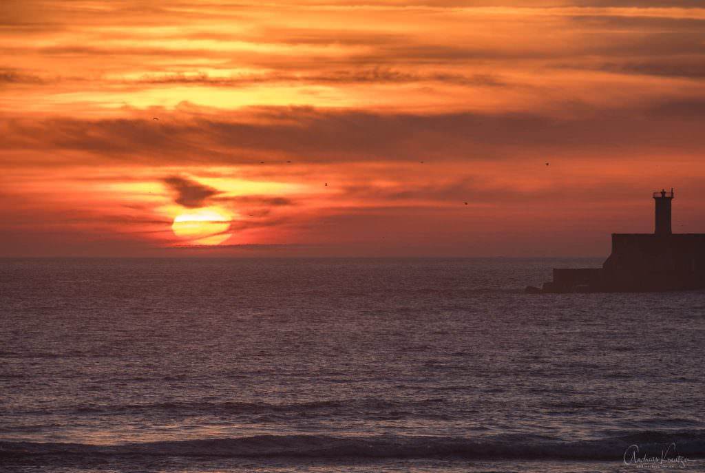 Sonnenuntergang am Strand von Matosinhos