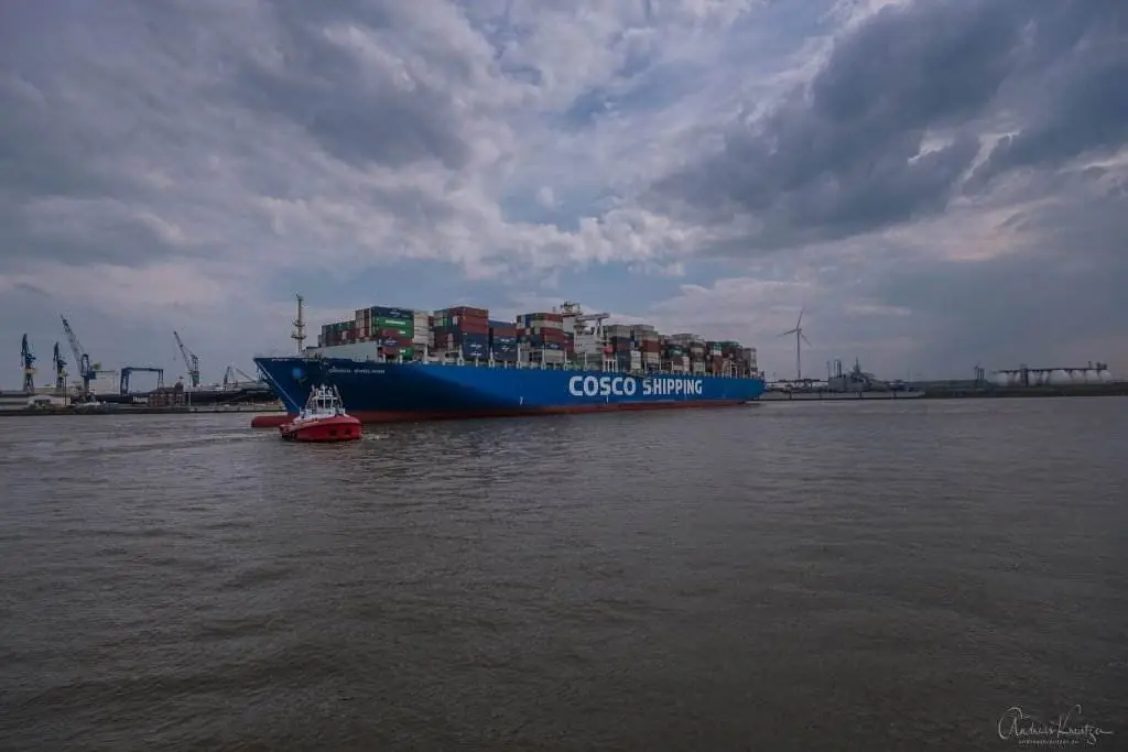 Containerschiff beim Tollerort Terminal