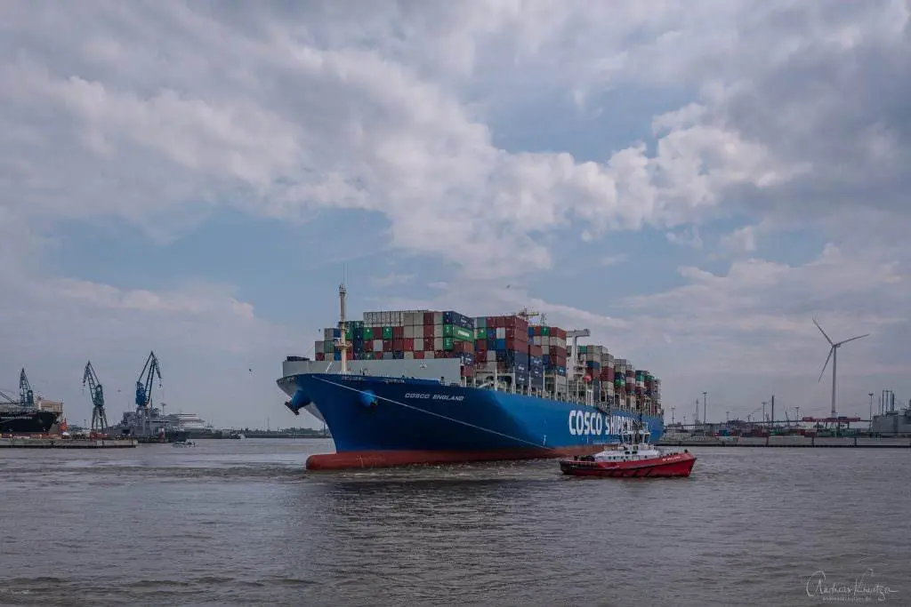 Containerschiff beim Tollerort Terminal