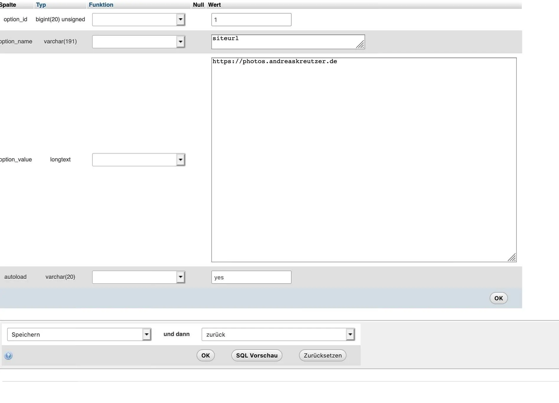Wordpress wp_options