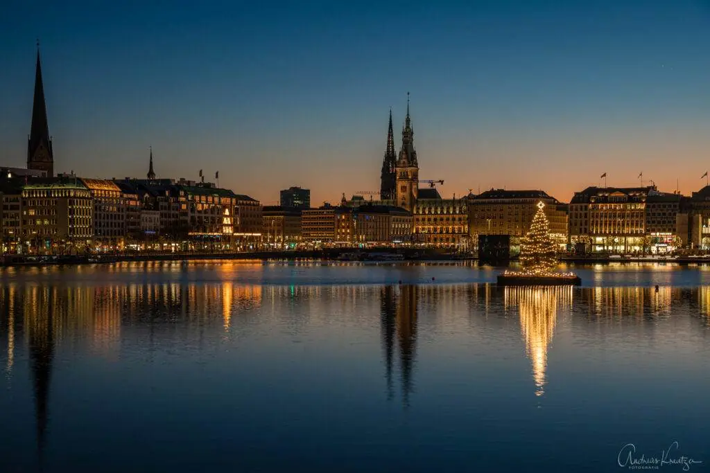 Binnenalster mit Weihnachtstanne