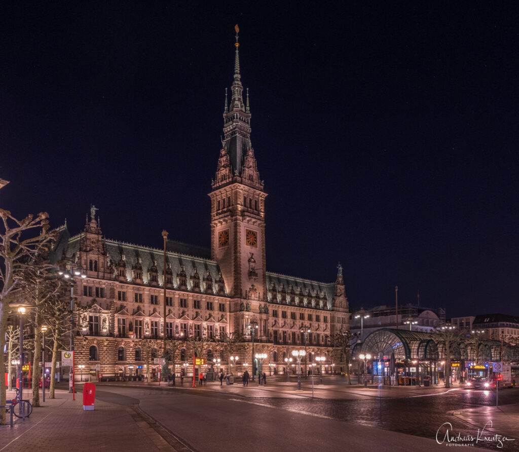 Hamburger Rathaus zur blauen Stunde