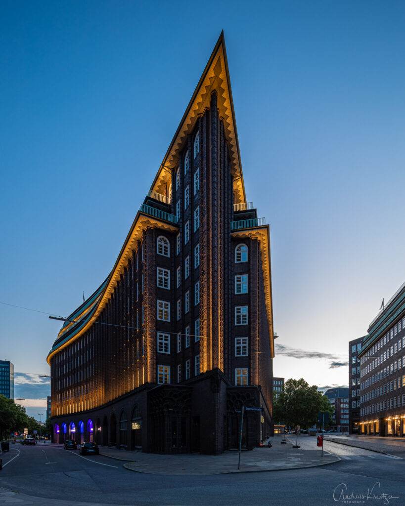 Chilehaus zur blauen Stunde