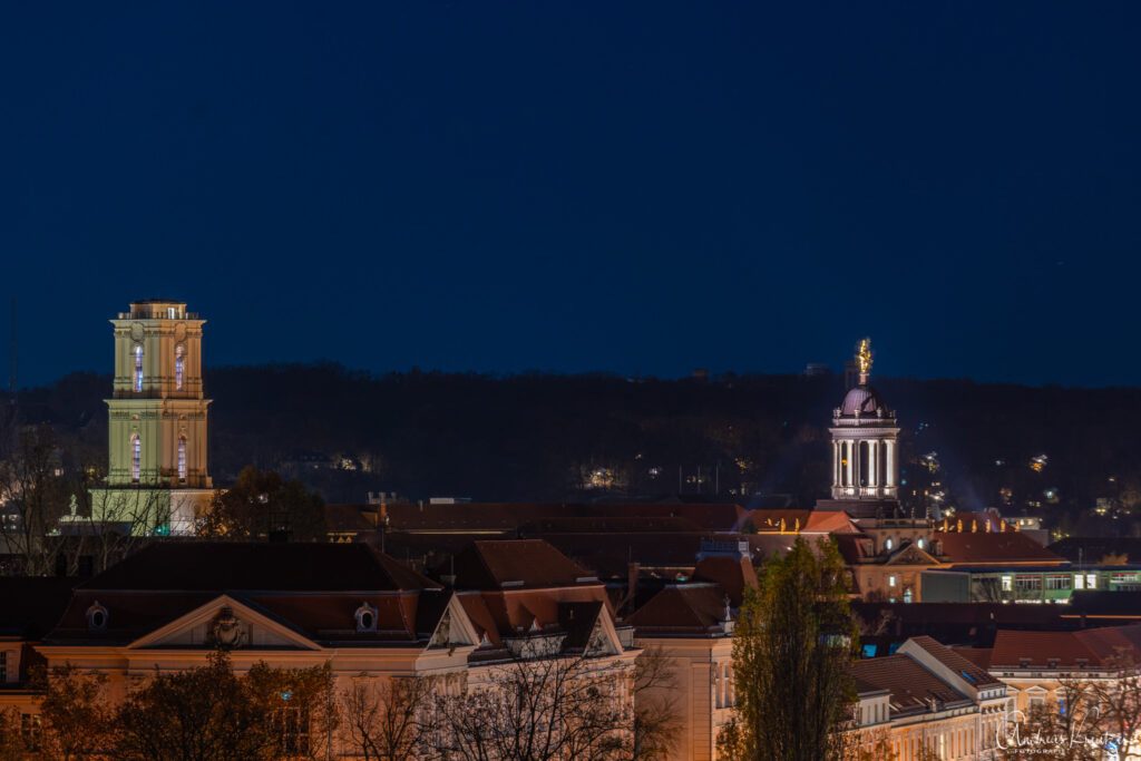 Blick vom Mühlenberg zur blauen Stunde